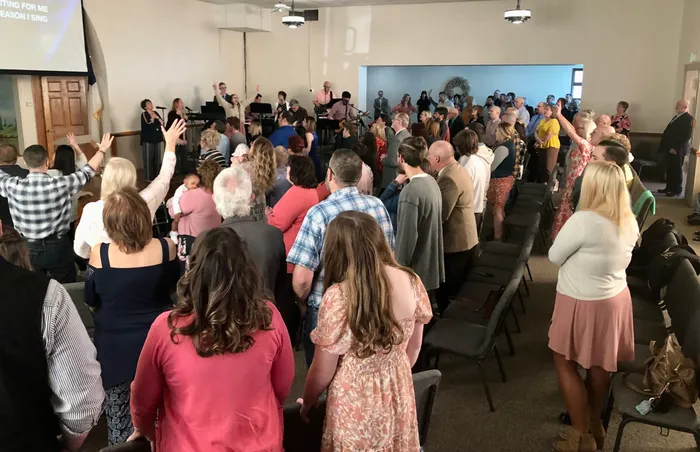 Congregation worshiping together